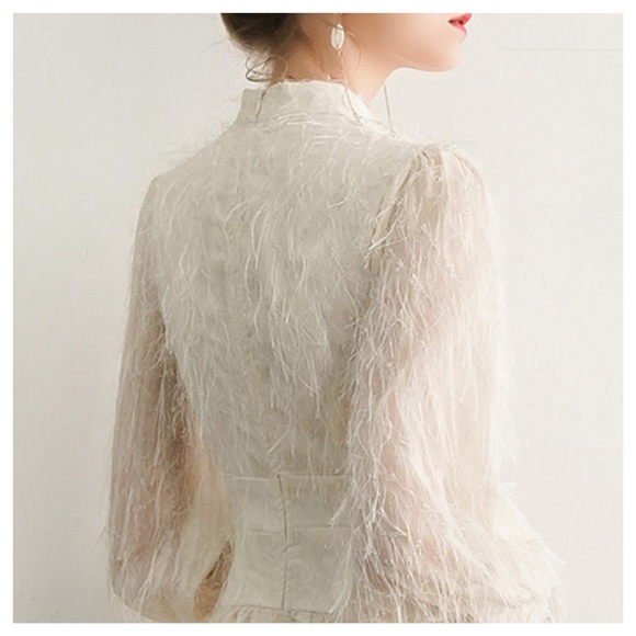 π The Lecia Cream Eyelash Fringe Dress - Picture 3 of 8